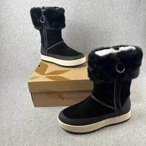 Koolaburra UGG Winter Boots Women's Size 6 Faux Suede Fur Trim Above Ankle